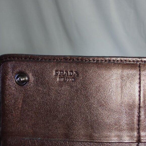 PRADA Nappa Gaufre Women's Metallic Copper Leather Bi-Fold Wallet - Picture 6 of 16